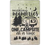 VEGlkj Funny Camping Quote Sign Making Memories One Campsite at a Time Metal Tin Sign Wall Decor Farmhouse Rustic Camping Signs for Home Rv Cabin Garage Men Cave Yard Decor Camper Gifts 8x12 in