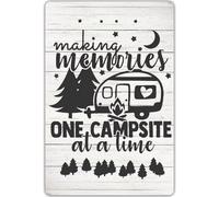 VEGlkj Funny Camping Quote Sign Making Memories One Campsite at a Time Metal Tin Sign Wall Decor Farmhouse Rustic Camping Signs for Home Rv Cabin Garage Men Cave Yard Decor Camper Gifts 8x12 in