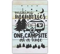 VEGlkj Funny Camping Quote Sign Making Memories One Campsite at a Time Metal Tin Sign Wall Decor Farmhouse Rustic Camping Signs for Home Rv Cabin Garage Men Cave Yard Decor Camper Gifts 8x12 in