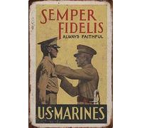 VEGlkj Vintage Recruiting Posters Military Sign - Semper Fidelis Faithful Retro Metal Plaque Home Bar Pub Garage Military Office Wall Decor Metal Tin Sign Military Fan Gift 8x12 inch