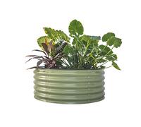 Vego Garden 17" Tall 42" Round Raised Garden Bed Aluzinc Raised Bed Planter Box for Vegetables Flowers Patio, Olive Green