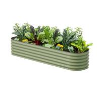 Vego garden Raised Garden Bed Kits, 17" Tall 9 in 1 8ft X 2ft Metal Raised Planter Bed for Vegetables Flowers Ground Planter Box-Olive Green