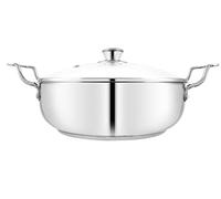 Vego Stainless Steel Kadai/Pan 30cm with Glass Lid (5.8ltr)