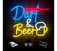 VEGOATY Dart Beer Neon Sign - LED Neon Sign Wall Decor - 33.5 x 32 cm - Acryl - Wall Mount - USB Powered - LED, Neon Light - Party, Bar, Restaurant Decor