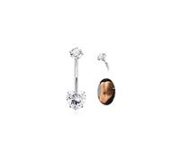 Vegolita 14G G23 Pure Titanium 316L Stainless Steel Long Belly Button Ring for Women 14K Gold Navel Rings CZ Hypoallergenic Belly Ring Internally Threaded Belly Piercing Jewelry 16mm, Titanium, cubic