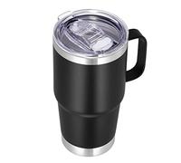 VEGOND 20 oz Tumbler with Handle Lid and Straw, Stainless Steel Insulated Travel Coffee Mug Spill Proof Double Wall Metal Tumbler Cup Keeps Drink Hot and Cold, Black 1 Pack