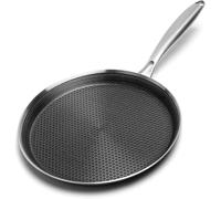 Vegoran Stainless Steel Crepe Pan,11 inch Nonstick Crepe Pan, Coating Flat Skillet Pancake Pan, Non Stick Honeycom Pizza Tawa Dosa Tortilla Griddle Pan, Induction Compatible, PFOA Free (11 Inch)