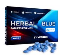 Vegron Herbal Blue - Men’s Daily Support - 20 Blue Tablets 100mg | Natural Herbal Supplement for Men | Supports Energy, Vitality & Endurance | Daily Wellness & Performance Formula | UK Made
