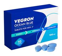 VEGRON Ocean Blue - 10 Tablets - Herbal Blue Tablets for Men - 100mg - with Korean Ginseng, Maca Root, Ashwagandha & L-Arginine - Natural Energy, Strength & Endurance Supplement - Vegan & Gluten-Free