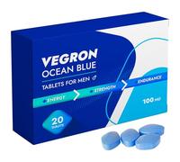 VEGRON Ocean Blue - 20 Tablets - Herbal Blue Tablets for Men - 100mg - with Korean Ginseng, Maca Root, Ashwagandha & L-Arginine - Natural Energy, Strength & Endurance Supplement - Vegan & Gluten-Free