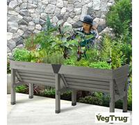 Vegtrug 1.8M Classic Raised Garden Bed Grey Wooden Planter V Shape Deep Soil Vegetable Herb Outdoor Grow Box