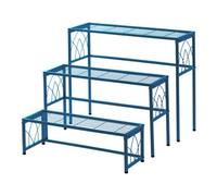 Vegtrug Indoor/outdoor Plant Stand Set- Nesting Plant Stand 3 Piece Set - Blue