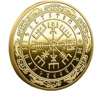 Vegvisir Coin Viking Compass Coin Wayfinder Symbol Nordic Mythology Talisman Coin Viking Challenge Coins for Collectors