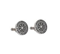 Vegvisir Compass Mens Cufflinks, Norse Viking Tuxedo Shirt Cuff Links, Stainless Steel Cuff Links and Shirt Studs, 0.8 Inches Diameter, Stainless Steel, no gemstone