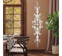 Vegvisir Metal Wall Art, Viking Rune Mjlnir Ornament, Old Norse Sign, Modern Art Sculpture Home Decor, Metal Wall Artwork Decoration for Living Room,Bedroom Hallway and Stairs Nature Ho