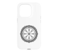 Vegvisir Norse Compass Sacred Symbol Line Art Case for iPhone 15 Pro