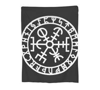 Vegvisir Rune Blanket,Nordic Pagan RuneFlannel Blanket,Washable,camping Trips, Available Various Sizes,Gift