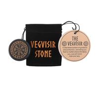 Vegvisir Viking Compass Stone, Pocket Hug, Norse Mythology Protection Symbol, Travel Guidance Gift with Velvet Pouch. 'Not all who wander are lost'