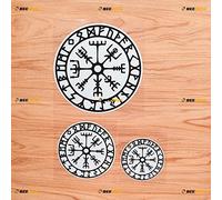 Vegvisir Viking Runic Compass Decal Sticker Viking Odin Norse Norway Vinyl - 3 Pack Reflective, 7.6cm, 10.2cm, 15.2cm - for Car Boat Laptop Cup Phone