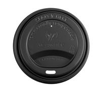 Vegware 89-Series Compostable Coffee Cup Lids, Case of 1000, Fits all 89-Series Cups, Black Hot Cup Flat Lids, Plant Based CPLA Plastic, Disposable