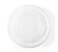 Vegware 90-Series Compostable Food Bowl Lids, Case of 1000, Hot Food Flat Top Fits all 90-Series Containers, Plant Based CPLA Plastic, Disposable