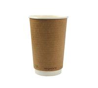 Vegware VDW-16 double wall kraft cup, 16 oz, brown (Pack of 400)