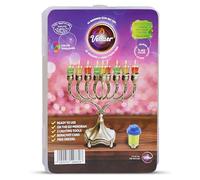 Vehaer 44 Prefilled Color Cups, 1.45 Burn Time, Hanukkah, Chanukah Oil, Ready to Use, Fits Most Menorah, Fits Candle Menorahs (Color Liquid Oil Small)