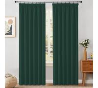 VEHEDE 90 Inch Drop Blackout Curtains for Sliding Door - Pencil Pleat Thermal Curtains, Blackish Green, W46 x L90 Inch, 2 Panels
