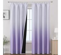 VEHEDE 90 Inches Long Ombre Blackout Curtains, Light BLocking Thermal Drapes with Pencil Pleat, Lilac and White Gradient Drapes for Room Window Decor, 2 Panels, W52 x L90 Inch