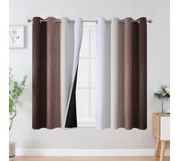 VEHEDE Blackout Curtains 54 Inch Drop for Small Living Room Window, Ombre Wave Pattern Printed Thermal Insulated Kids Bedroom Curtains, W52 x L54 Inch, Brown and Greyish White, 2 Drapes