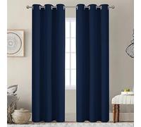 VEHEDE Blackout Curtains Bedroom, 84 Inch Drop 2 Panles Set Thermal Eyelet Long Opaque Curtain, Energy Saving Privacy Window Draps for Home Decor, W38 x L84, Navy Blue