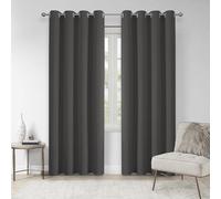 VEHEDE Blackout Curtains with Eyelets, Soft Thermal Curtains for Living Room, Dark Grey Extra Long Bedroom Curtains & Drapes 96 Inch Drop Pair, W55 x L96 Inch, Dark Grey, 2 Panels