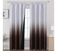 VEHEDE Brown and White Blackout Curtains for Bedroom, Thermal Insulated Full Room Darkening Ombre Curtain for Living Room with Pencil Pleat, 2 Panel 84 Inch Length Drapes, W52 x L84 Inch