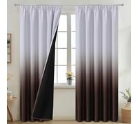 VEHEDE Brown and White Ombre Blackout Curtains, 66 Inch Wide Room Darkening Drapes, 2 Panels Thermal Insulated Pencil Pleat Curtain for Bedroom, W66 x L90 Inch