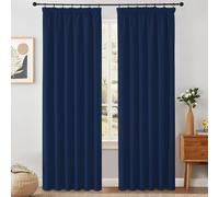 VEHEDE Extra Long Navy Blue Blackout Curtains for Living Room - Pencil Pleat Thermal Drapes, W55 x L96 Inch, Navy Blue, 2 Panels