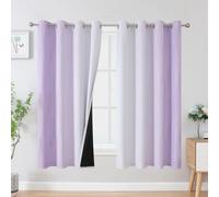 VEHEDE Gradient Wave Blackout Curtains for Living Room, Eyelet Home Decorative Thermal Insulated Ombre Curtains & Drapes for Kids Bedroom, W52 x L63 Inch, Lilac and Greyish White, 2 Panels