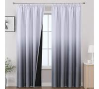 VEHEDE Grey and White Pencil Pleat Thermal Insulated Curtains for Living Room, 2 Panels Black out Ombre Curtain Length 96 Inch, Privacy Protection Energy-Save Drapes, W52 x L96 Inch