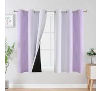 VEHEDE Lilac and Greyish White Ombre Blackout Curtains 45 Inch Drop for Kitchen, Thermal Insulated Eyelet Gradient Curtains, Light Blocking Wave Printed Drapes for Bathroom, W42 x L45 Inch, 2 Panels