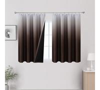 VEHEDE Ombre Short Thermal Insulated Curtains, Brown and White Window Decor Drapes for Room Darkening with Pencil Pleat, Gradient 2 Panel Soft Curtains for Living Room, W52 x L54 Inch