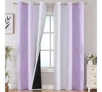 VEHEDE Ombre Wave Printed Blackout Curtains 84 Inch Drop for Bedroom, Lilac and Greyish White Gradient Thermal Insulated Home Decorative Window Drapes for Living Room, W42 x L84 Inch, 2 Pieces