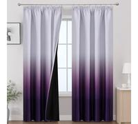 VEHEDE Purple and White Pencil Pleat Thermal Insulated Curtains for Living Room, 2 Panels Black out Ombre Curtain Length 96 Inch, Privacy Protection Energy-Save Drapes, W52 x L96 Inch