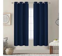 VEHEDE Thermal Insulated Curtains & Drapes for Bedroom, 63 Inch Drop Living Room Noise Reduing Curtain with Eyelet, Super Soft Blackout Curtains, W38 x L63, Navy Blue, 2 Panels