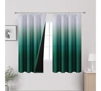 VEHEDE Thermal Insulated Ombre Curtains for Bedroom, Noise Reduction Gradient Dark Green and White Drapes with Pencil Pleat Blackout Room Darkening Curtain, 2 Panels, W52 x L63 Inch