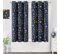VEHEDE Unicorn Navy Blue Curtains for Kids Bed Room,Star Moon Blackout Thermal Insulated Eyelet Curtain, Room Darkening Window Treatment Curtains for Nursery Boys Room W38 x L45 Inch, 2 Panels