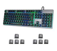 Vehemo Gaming Keyboard USB Wired RGB Keyboard Backlit 7 Colors Breathing LED 104 Key All-Metal Panel PC Laptop MAC