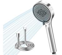 VEHHE Shower Head and Hose 1.5m, High Pressure Shower Heads with 5 Spray Modes, Large Shower Head with Anti-Clogging Liquid Silicone Nozzles, Universal Shower Hose and Head Set for Home Gym Spa