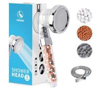 VEHHE Shower Head and Hose 1.5M Set, Upgraded High Pressure Shower Heads with Beads 3 Modes Boosting, Universal Hard Water Softener Shower Head with Extra Replaceable Accessories
