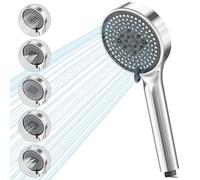 VEHHE Shower Head with 5 Spray Modes, High Pressure Shower Heads with Anti-Clogging Liquid Silicone Nozzles, Large Shower Head Chrome-Plated, Round Universal Shower Heads Handheld for Home Gym Spa