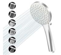 VEHHE Shower Head with 6 Spray Modes, High Pressure Shower Heads Round One-Hand Operation, Large Shower Head with Anti-Clogging Silicone Nozzle, Universal Shower Heads Handheld for Home Gym Spa
