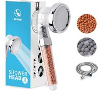 VEHHE Water Saving Shower Head with 1.5M Shower Hose, Ionic High Pressure 3 Modes Adjustable Shower Heads with Filter Beads, Power Shower Head to Increase Pressure